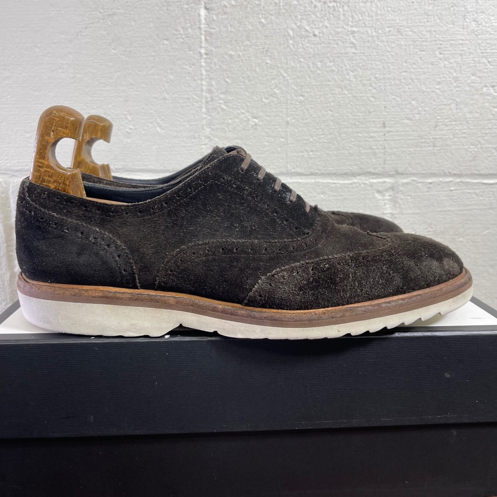 Dolce & Gabbana Brown Suede Wingtip Oxford Dress Shoes Men's 10 Made In Italy